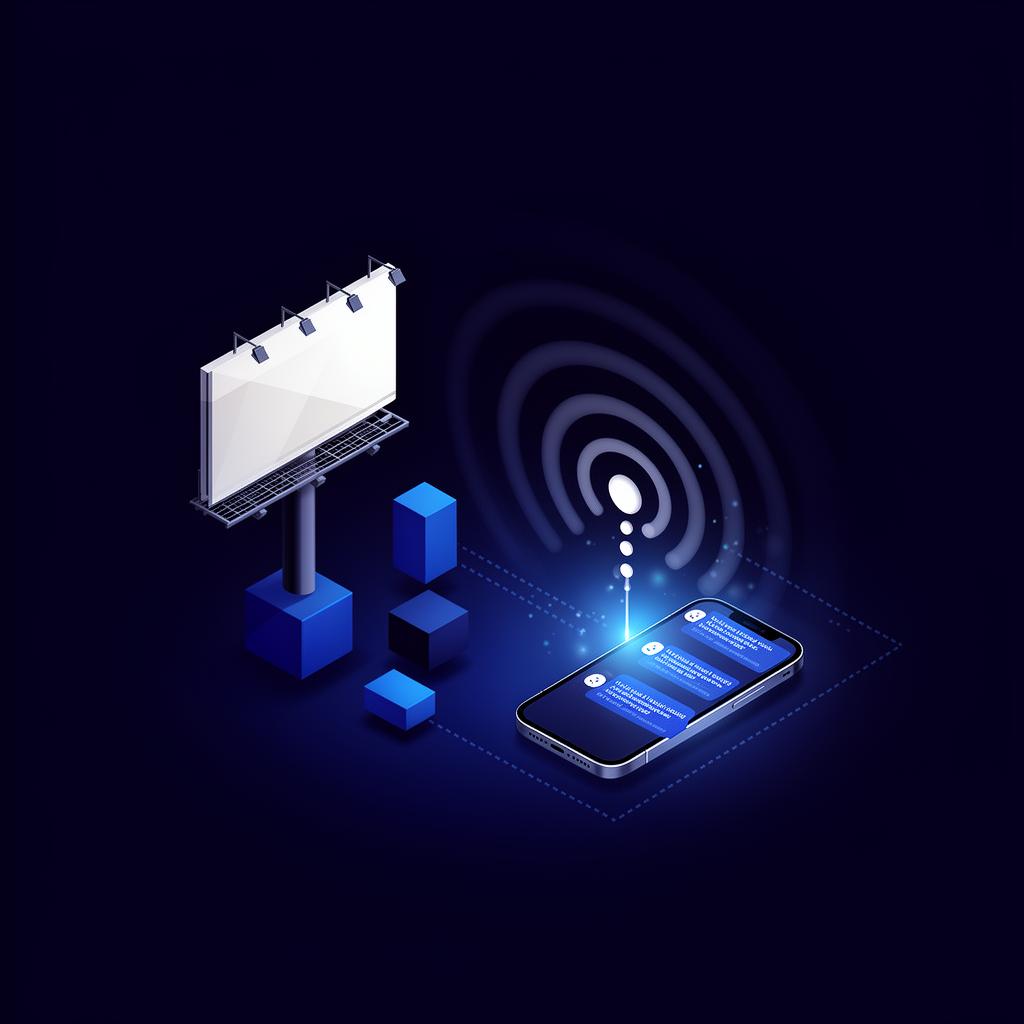 Ilustración estratégica de medios: vallas, ondas de radio y dispositivos móviles